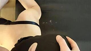 Busty amateur gives a slutty blowjob
