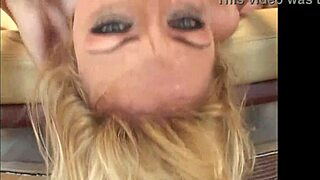 Busty blonde in fishnets gets face-fucked and fucked in threesome