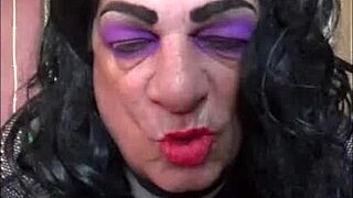 Bisexual crossdresser's steamy solo session ends in a messy climax