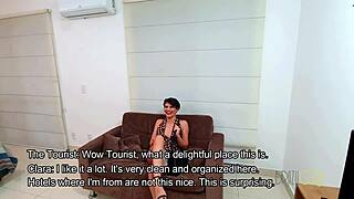A traveler stops by in Brazil's capital and has sex with a sexy short-haired girl
