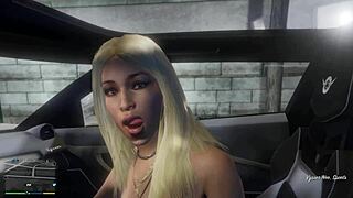 GTA 5 hooker seduces in wild first-person car action. Game turns into raw street sex.