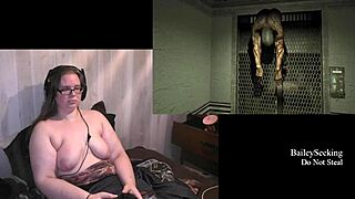 Big ass brunette gamer goes nude while gaming