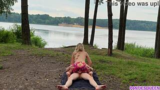 Public hardcore sex with a blonde babe and a fantastic facial finish