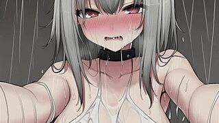 Cartoon porn with ear licking and small boob teens in the rain