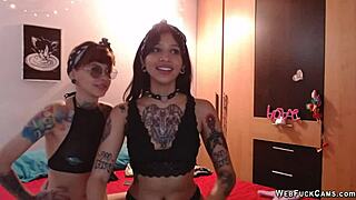 Alternative Latina lesbians having sex on webcam