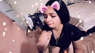 My girlfriend and her cheerleader friend go crazy on Snapchat