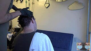 Gay porn star tries out a new look with brown hair dye and a fresh haircut.