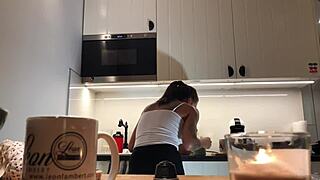 Sylvia’s kitchen cam footage: perfect pokies and amazing nipples
