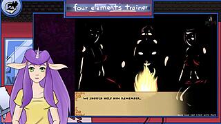 Sultry Vtuber teaches the four elements in this animated porn video.