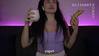 Dirty talking and banana fetish action with big tits and ass worshiping