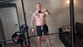 A solo workout and shower session for the gay audience