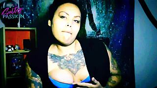 Sexy Latina in a skin-tight outfit, stripping and teasing