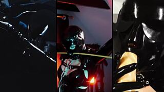 Latex fetishist enjoys lingerie and foot masturbation