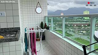 Safada Brazilian prostitute cleans up in tiny shorts