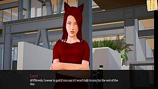 Adult cartoon with red-haired heroine and small bosom