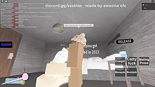 Big black cock penetrates tight ass in missionary position in Roblox game