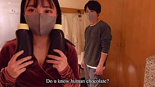 Young Japanese couples enjoy slippery shower sex