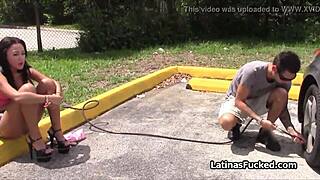 Abandoned by her boyfriend, his girlfriend seeks financial help and gives blow job to a stranger in a car