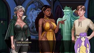 Beautiful women with natural breasts and black skin in a rough fuck scene in a video game