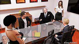 Fat boss finger fucks submissive secretary on desk