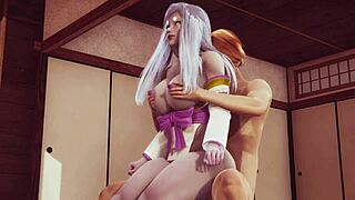 3D animated Kaguya from Naruto Hentai with big tits and tits cumshot