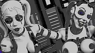 C23 robot prostitutes in a futuristic disco party