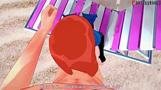 See through Gwen's bikini in this FPov anime porn video