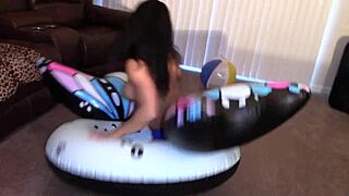 Alexis Rain, the girl next door with big boobs, has a solo scene in which she pleases herself until she reaches an orgasm