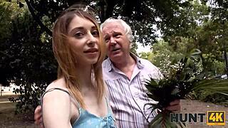 European teen gets pumzied while her man watches
