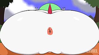 Enjoying some hot sex with a big-chested babe while riding the dick like in the Pokémon's move