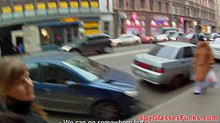 Pretty European girl has POV sex in the bathroom