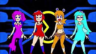 Hot anime girls dance in this cartoon porn video