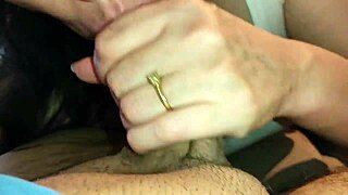 Beautiful Latina MILF gives a great blowjob with cum in mouth
