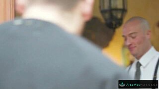 Nuru massage with deepthroat and muff diving on the boss's cock