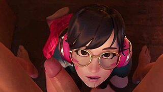 Schoolgirl d.va gives a blow job and gets a facial in POV style