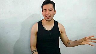 Gay twink blows monster cock and sucks cum load