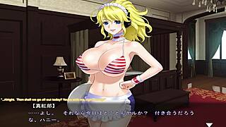 Honey scene with the maid from the visual novel Maid-san to Boin Game in English with subtitles