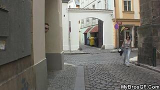 A blonde from the Czech Republic gives a blow job and rides a dick
