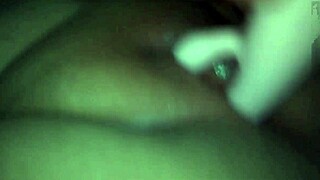 Big tits bouncing while he strokes his big cock with a vibrator