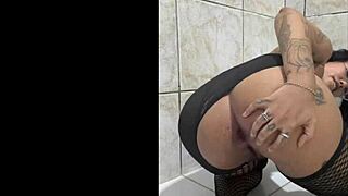 Fetish play with anal toy and piss drinking