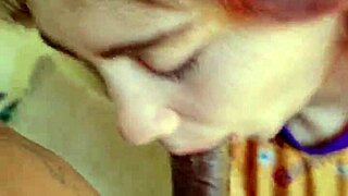 Deepthroat and facial with a big black cock in a dorm room