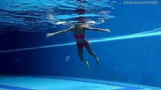 European beauty Tiffany Tatum shows her hot ass in a poolside shower