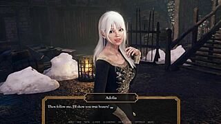 Beautiful woman in animated 3D porn in a castle tower