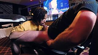 Dayanara Gags on Pro Gamer's Cock in Wild Deepthroat Scene.