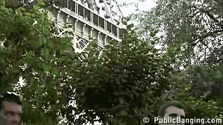 Young girl gets fucked by two big cocked men