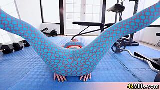 Angelica's workout turns X-rated with her big natural tits