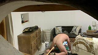Gay sissy gets spied on while doing anal