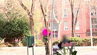 Spanish amateur gets naked and blows in public street