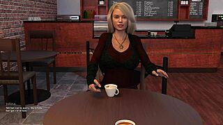 Beautiful redhead in 3D cartoon with big tits in Visual novel