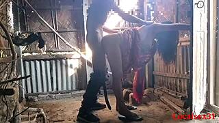 Local Indian housewife gives a blowjob outdoors